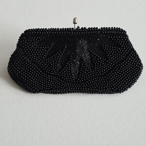 Black Beaded Evening Clutch - Women's Beaded Wristlet
